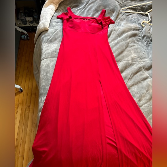 Red, Size 10 Melanie Lynn dress. Long with slit, worn once. - Picture 2 of 6